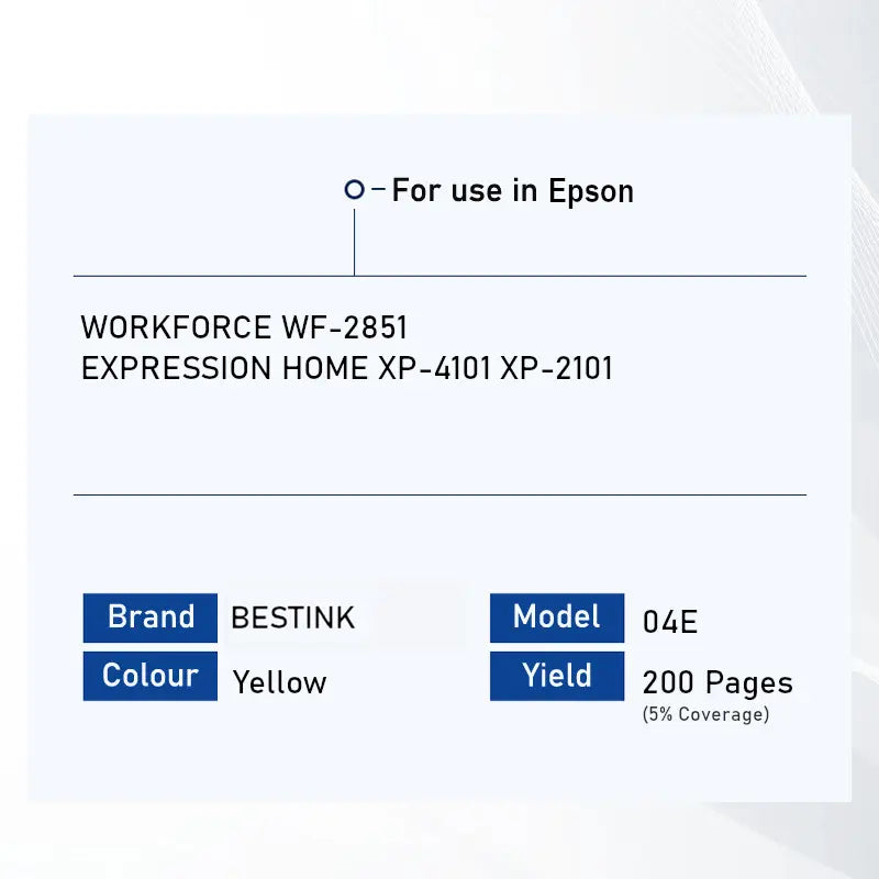 Bestink 04E 04 E Black Cyan Magenta Yellow Color Ink T04E Bestink.sg