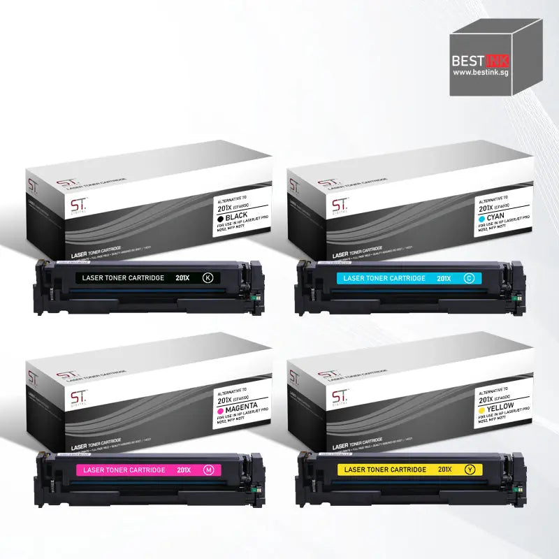 Bestink 201X High Yield Black Cyan Magenta Yellow Toner Cartridge CF400X CF401X CF402X CF403X Bestink.sg