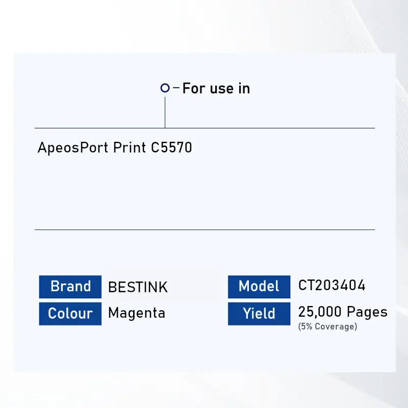 Bestink CT203402 CT203403 CT203404 CT203405 Toner for use in ApeosPort Print C5570 Bestink.sg