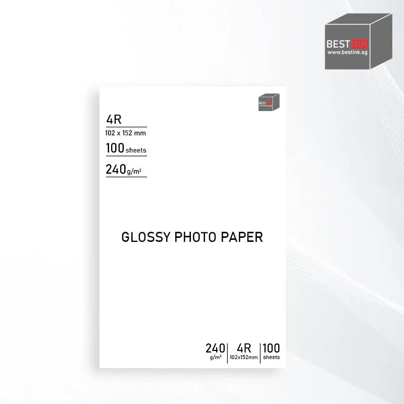 Bestink High Quality Inkjet Photo Paper 4R 4" X 6" 102x152mm Glossy Photo Paper 240gsm 100 sheets Bestink.sg
