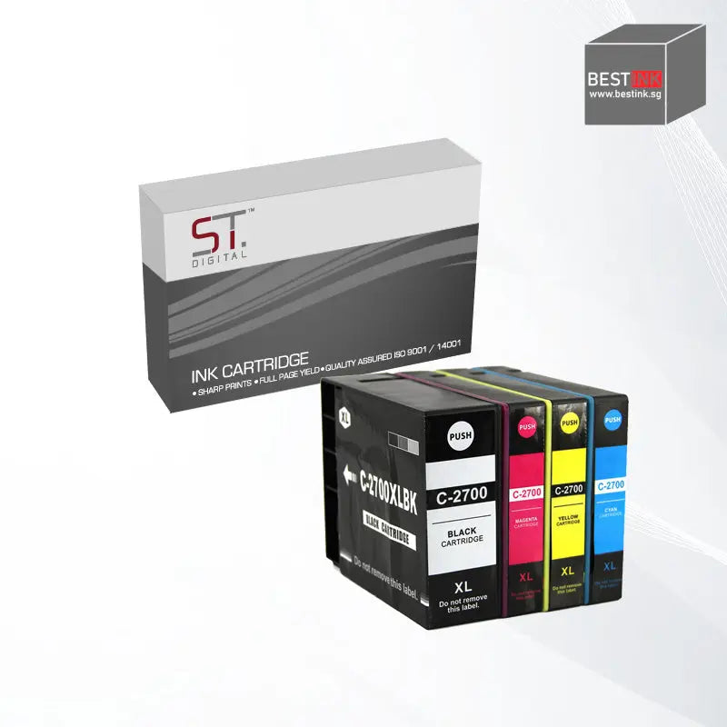Bestink Black Cyan Magenta Yellow PGI-2700XL 2700XL High Yield Color Ink Bestink.sg