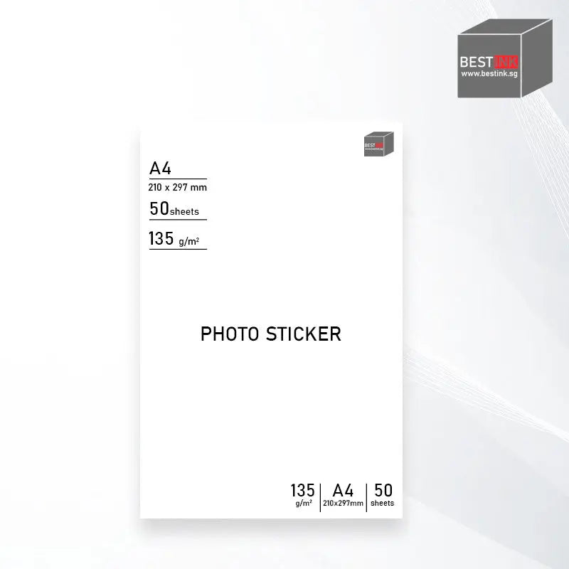 Bestink High Quality Inkjet Self Adhesive Sticker Photo Paper A4 210x297mm Photo Paper 135gsm 50 sheets Bestink.sg