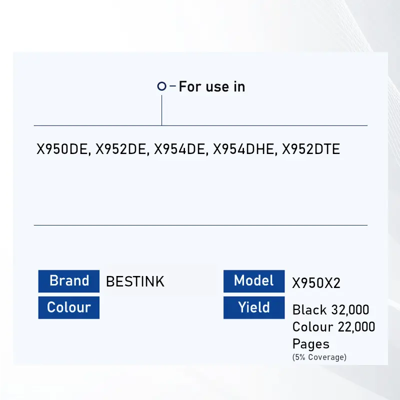 Bestink X950X2 Extra High Yield Black Cyan Magenta Yellow Toner Cartridge X950X2KG X950X2CG X950X2MG X950X2YG Bestink.sg